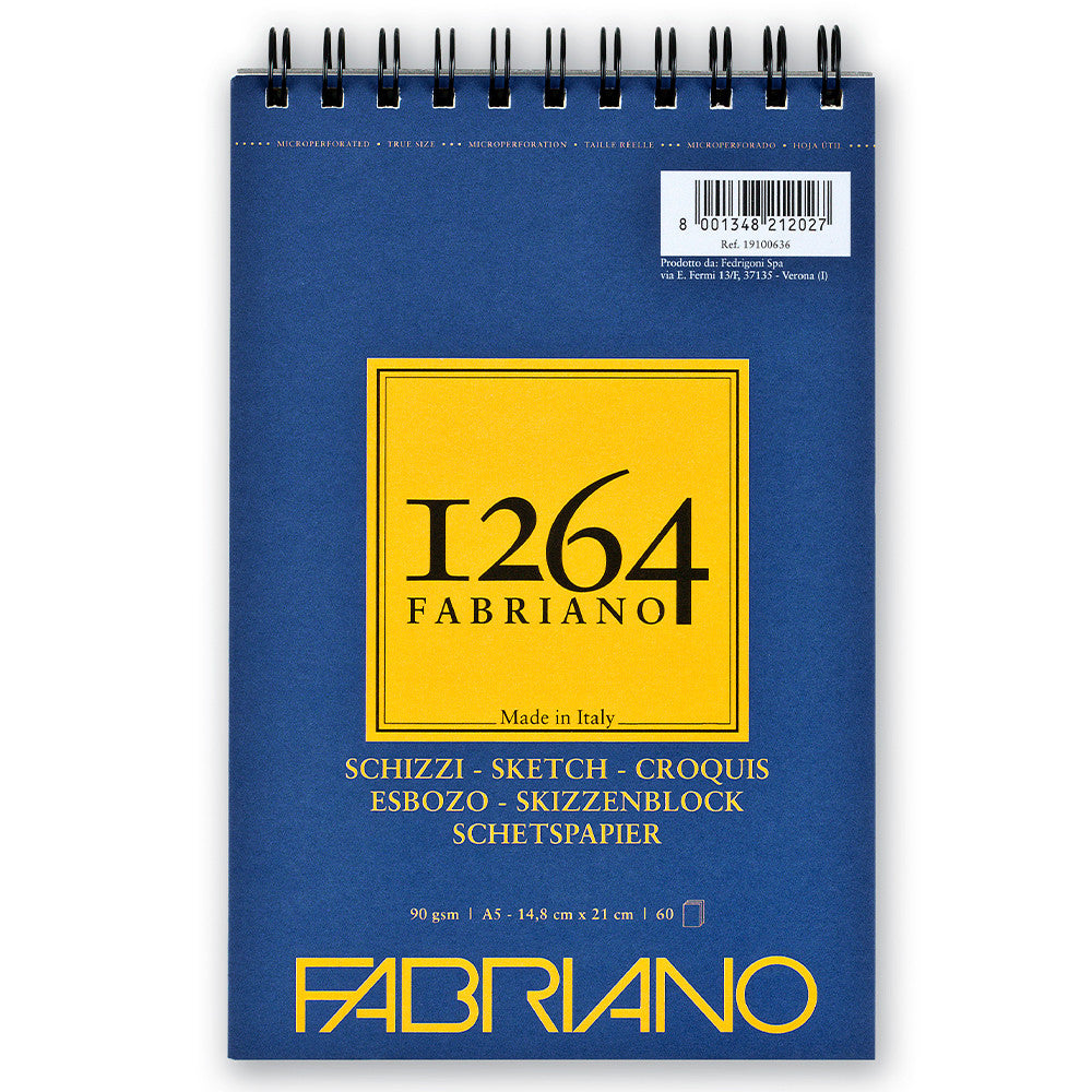 Bloco de Papel Fabriano 1264 Sketch 90g/m² A5 60 Folhas